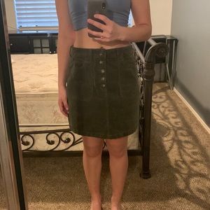 Green velvet like skirt